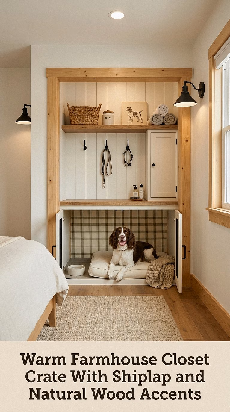 Warm Farmhouse Closet Crate With Shiplap and Natural Wood Accents