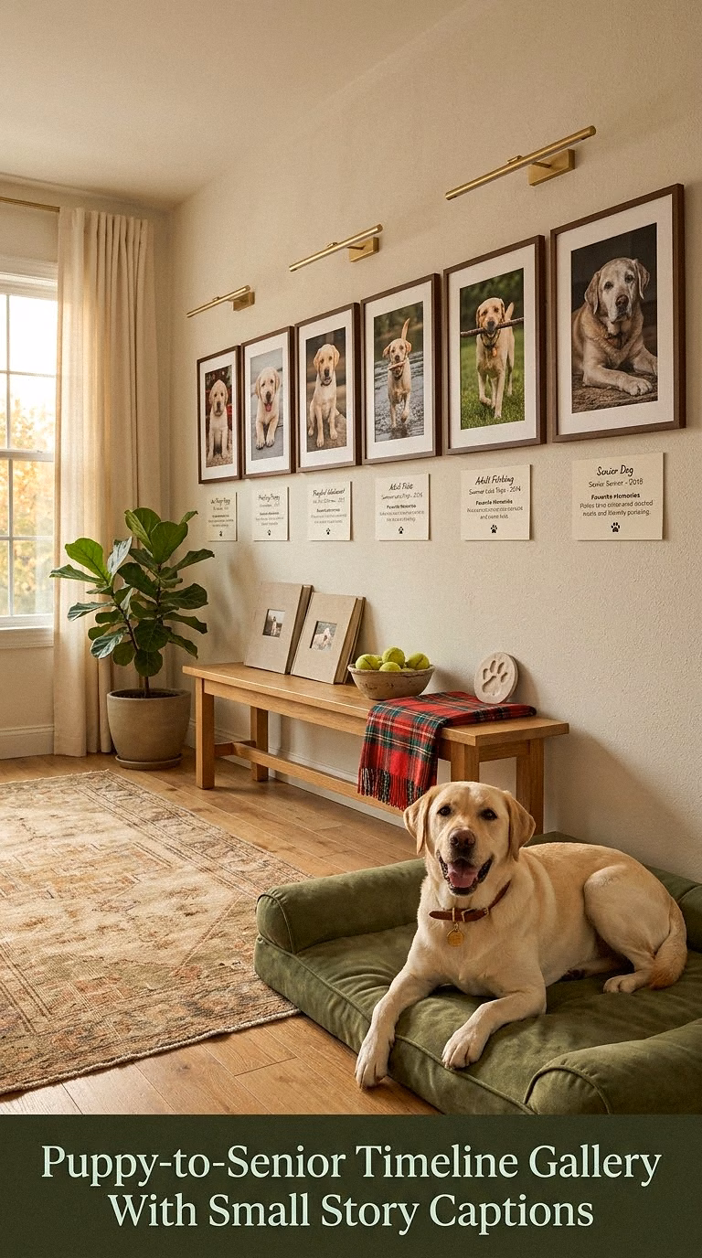 6. Puppy-to-Senior Timeline Gallery With Small Story Captions
