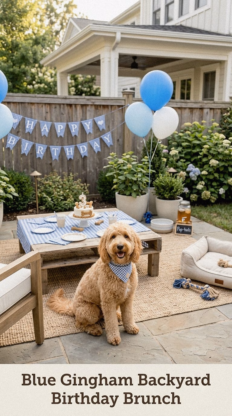 Blue Gingham Backyard Birthday Brunch