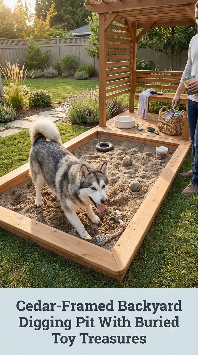 Cedar-Framed Backyard Digging Pit With Buried Toy Treasures