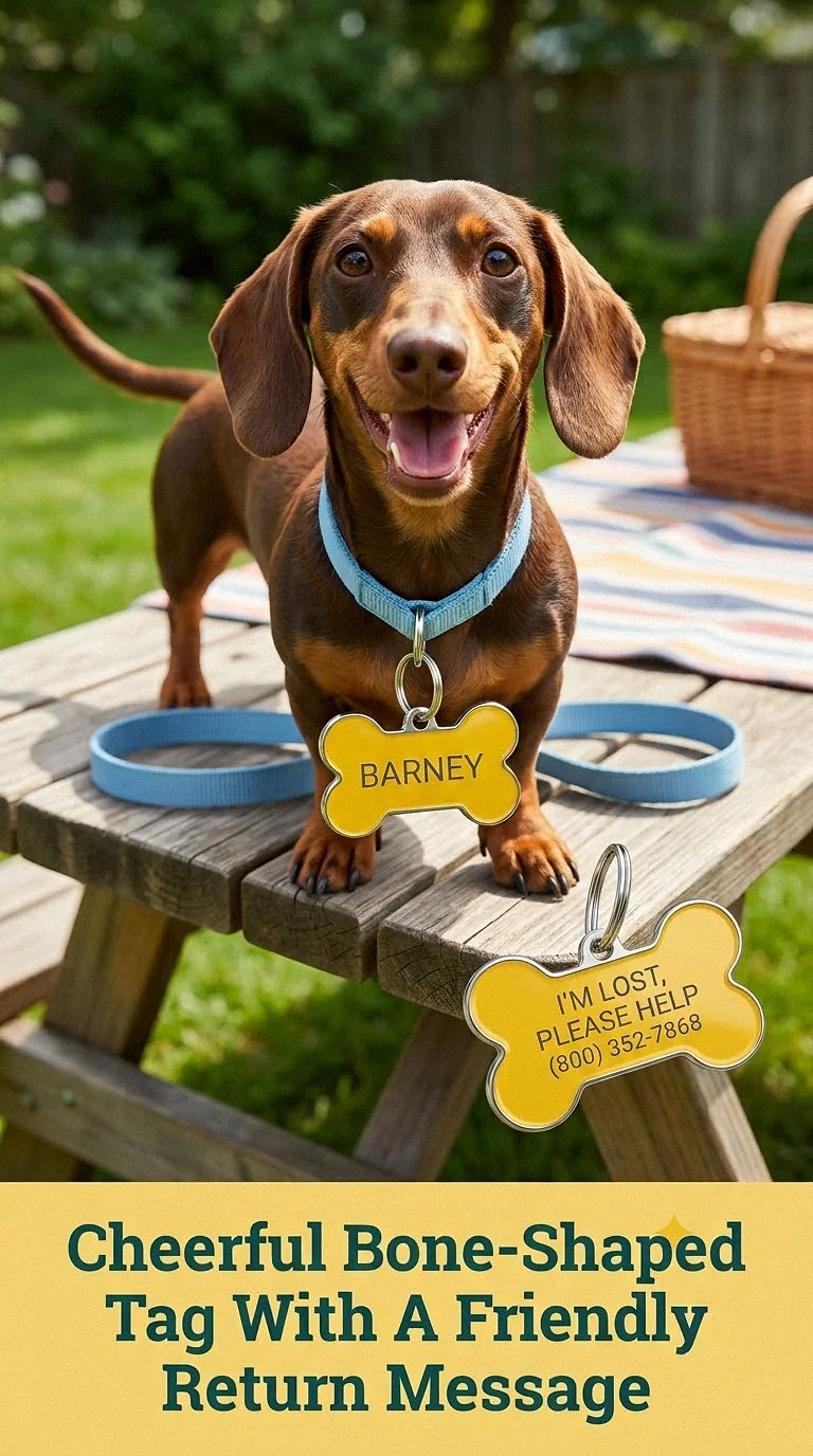 Cheerful Bone-Shaped Tag With A Friendly Return Message