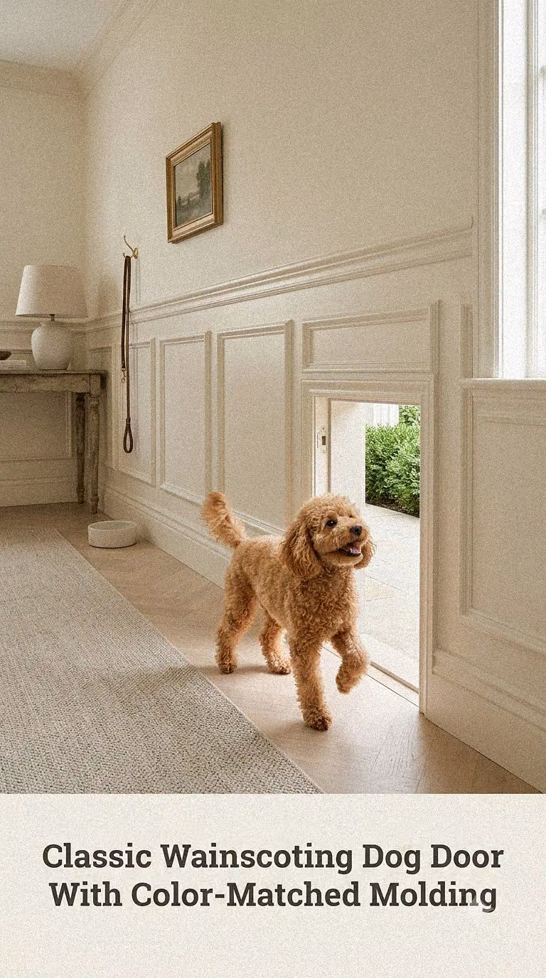 Classic Wainscoting Dog Door With Color-Matched Molding