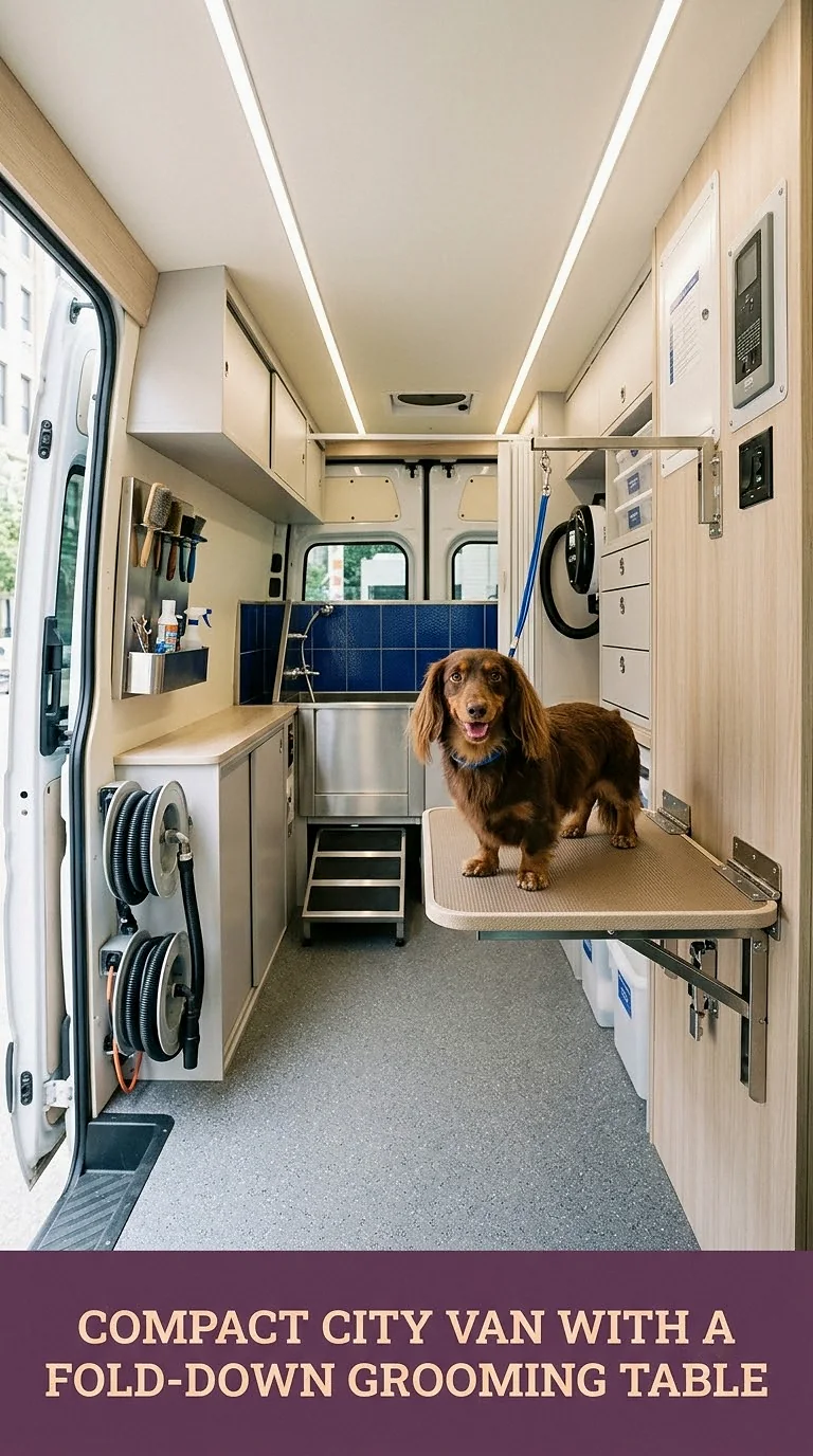 Compact City Van With A Fold-Down Grooming Table
