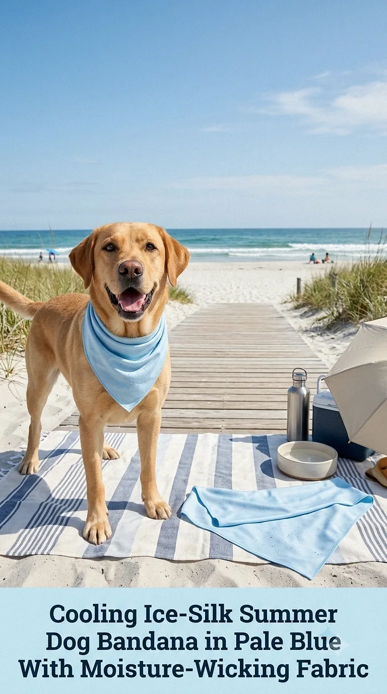 Cooling Ice-Silk Summer Dog Bandana in Pale Blue With Moisture-Wicking Fabric