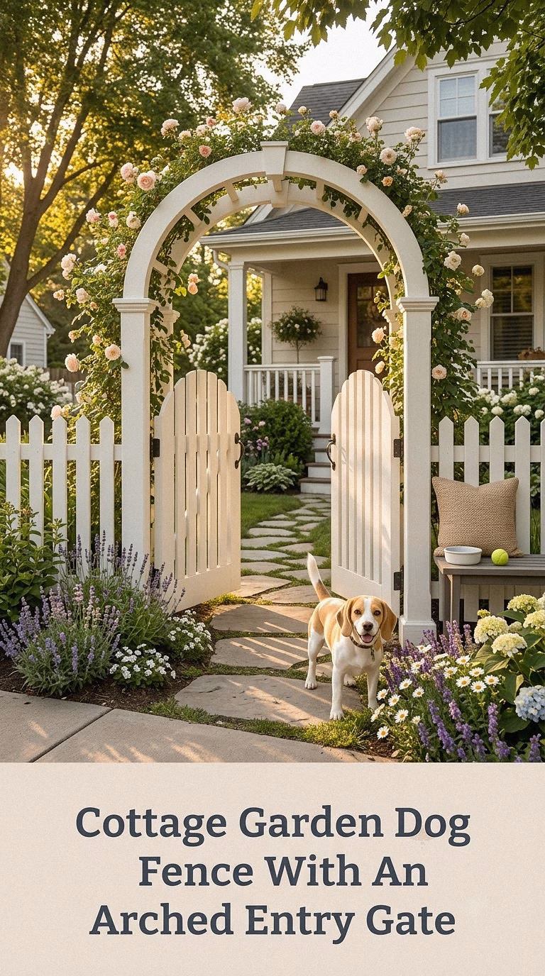 Cottage Garden Dog Fence With An Arched Entry Gate