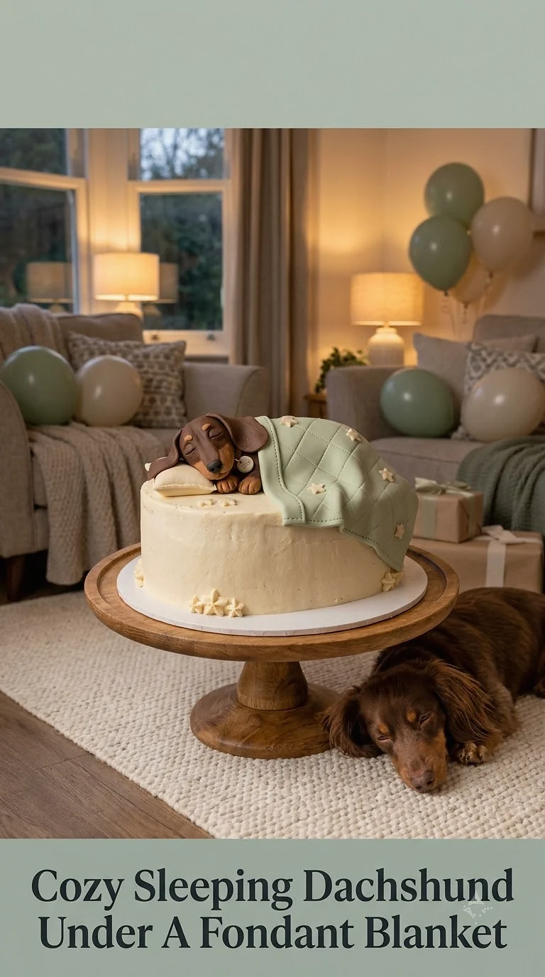 Cozy Sleeping Dachshund Under A Fondant Blanket