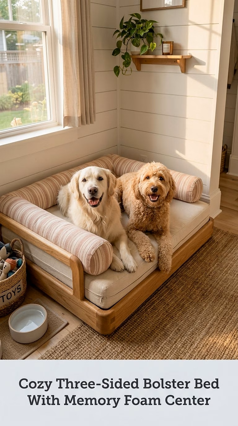 Cozy Three-Sided Bolster Bed With Memory Foam Center