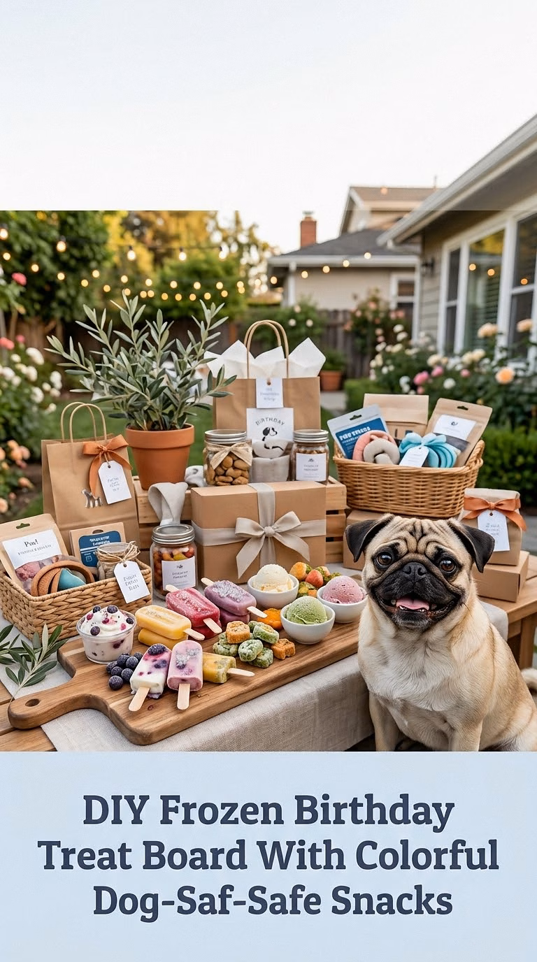 DIY Frozen Birthday Treat Board With Colorful Dog-Safe Snacks