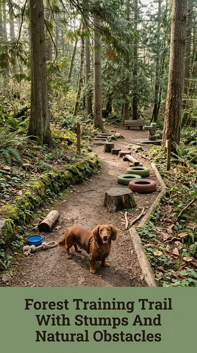 Forest Training Trail With Stumps And Natural Obstacles