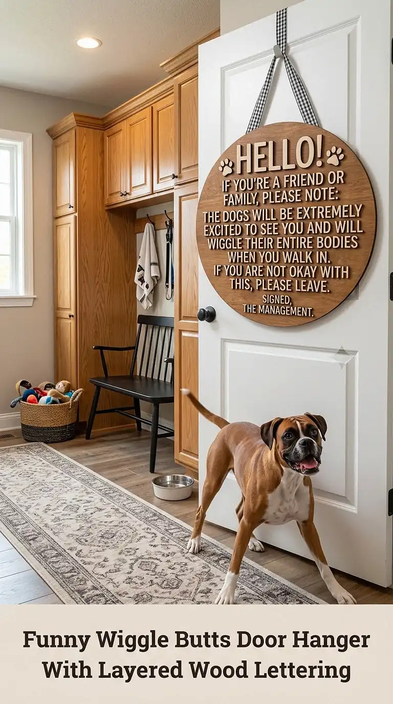 Funny Wiggle Butts Door Hanger With Layered Wood Lettering