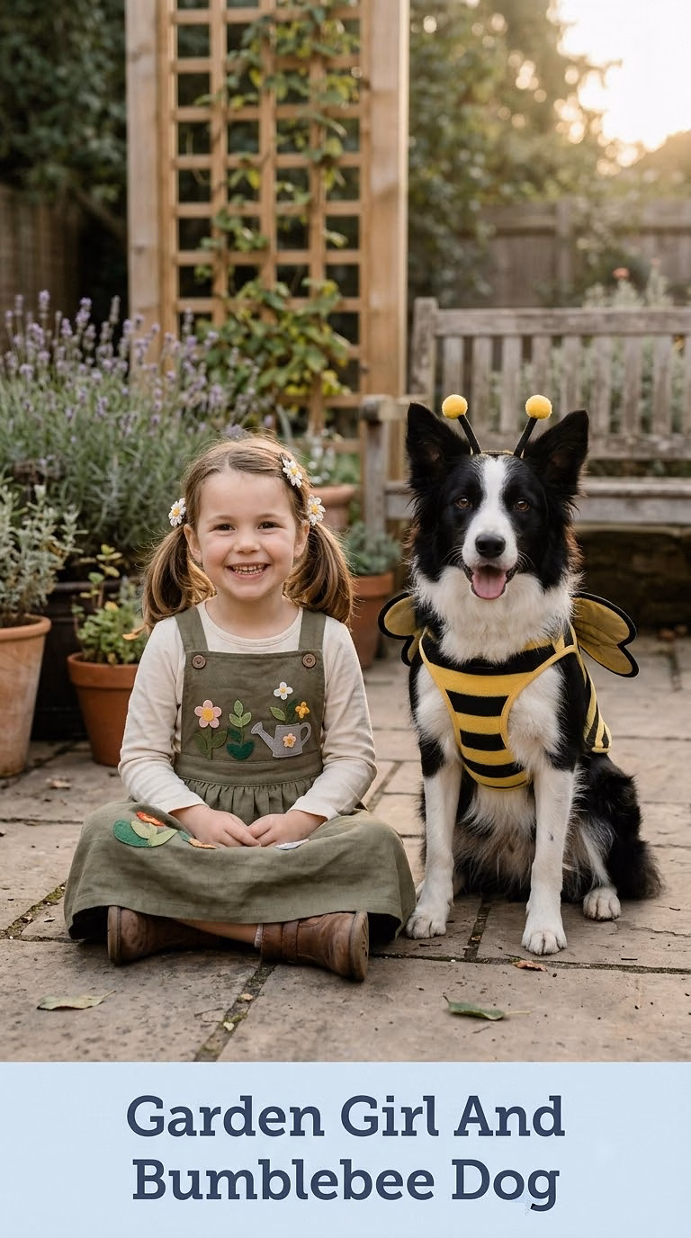 Garden Girl And Bumblebee Dog