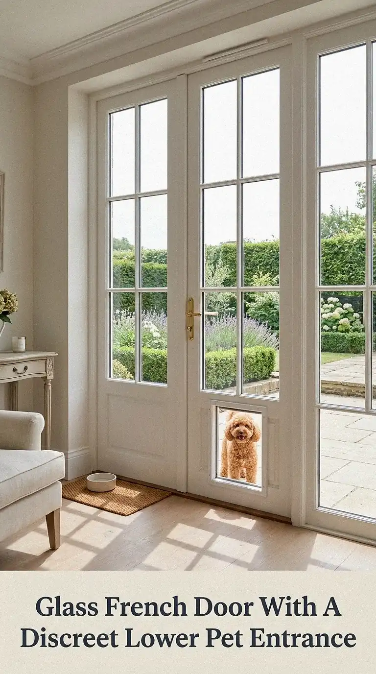 Glass French Door With A Discreet Lower Pet Entrance