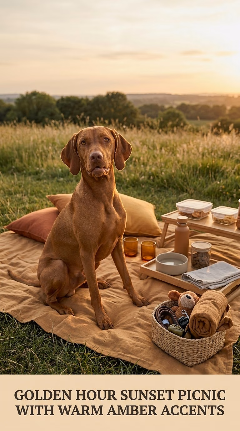 Golden Hour Sunset Picnic With Warm Amber Accents