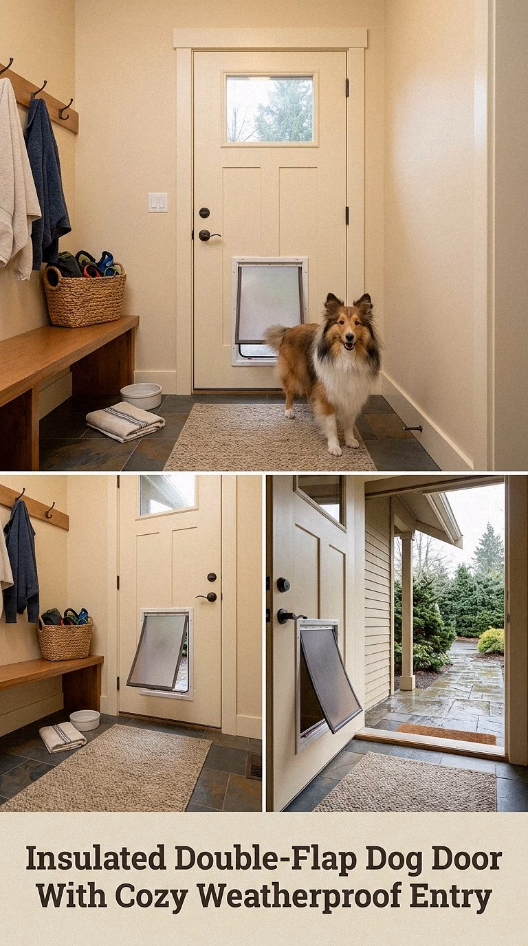 Insulated Double-Flap Dog Door With Cozy Weatherproof Entry