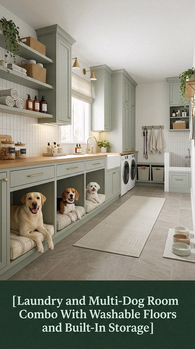 6. Laundry and Multi-Dog Room Combo With Washable Floors and Built-In Storage
