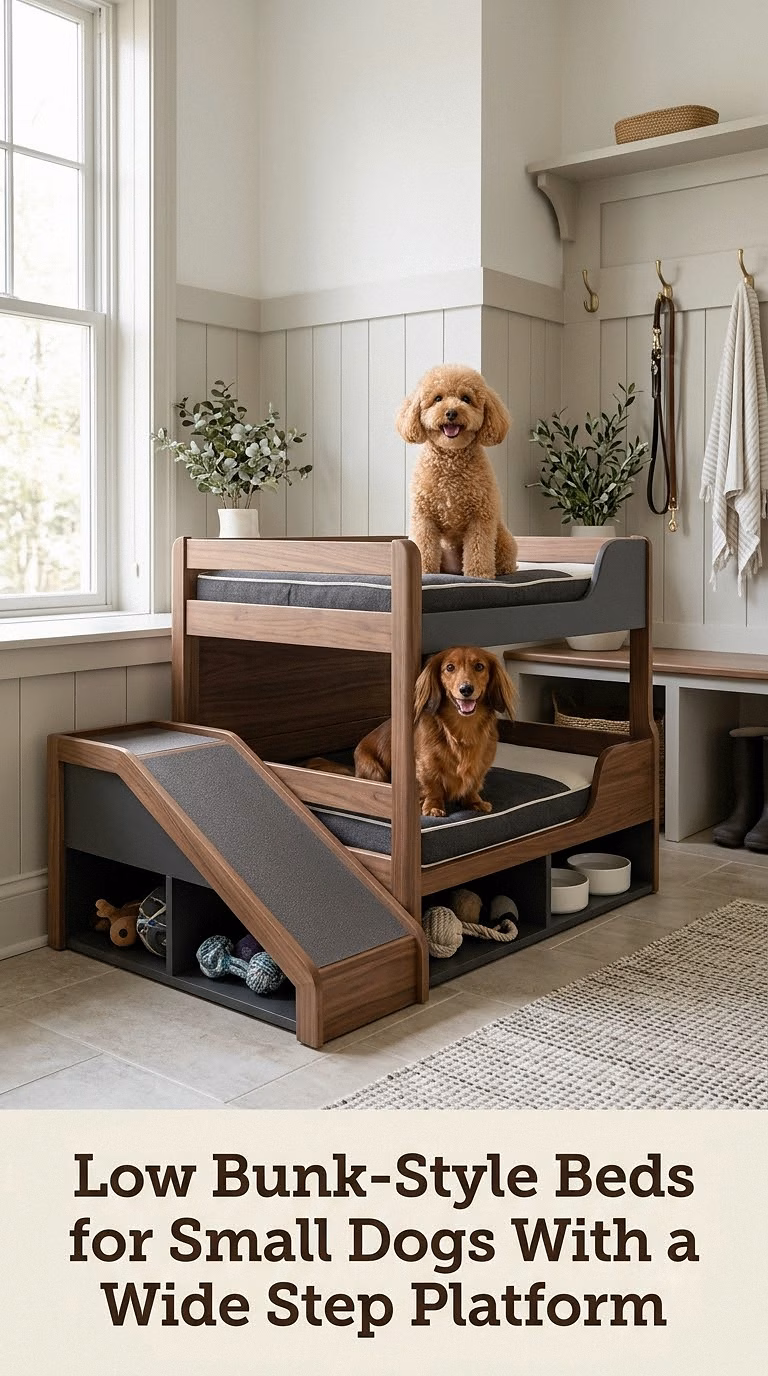 Low Bunk-Style Beds for Small Dogs With a Wide Step Platform