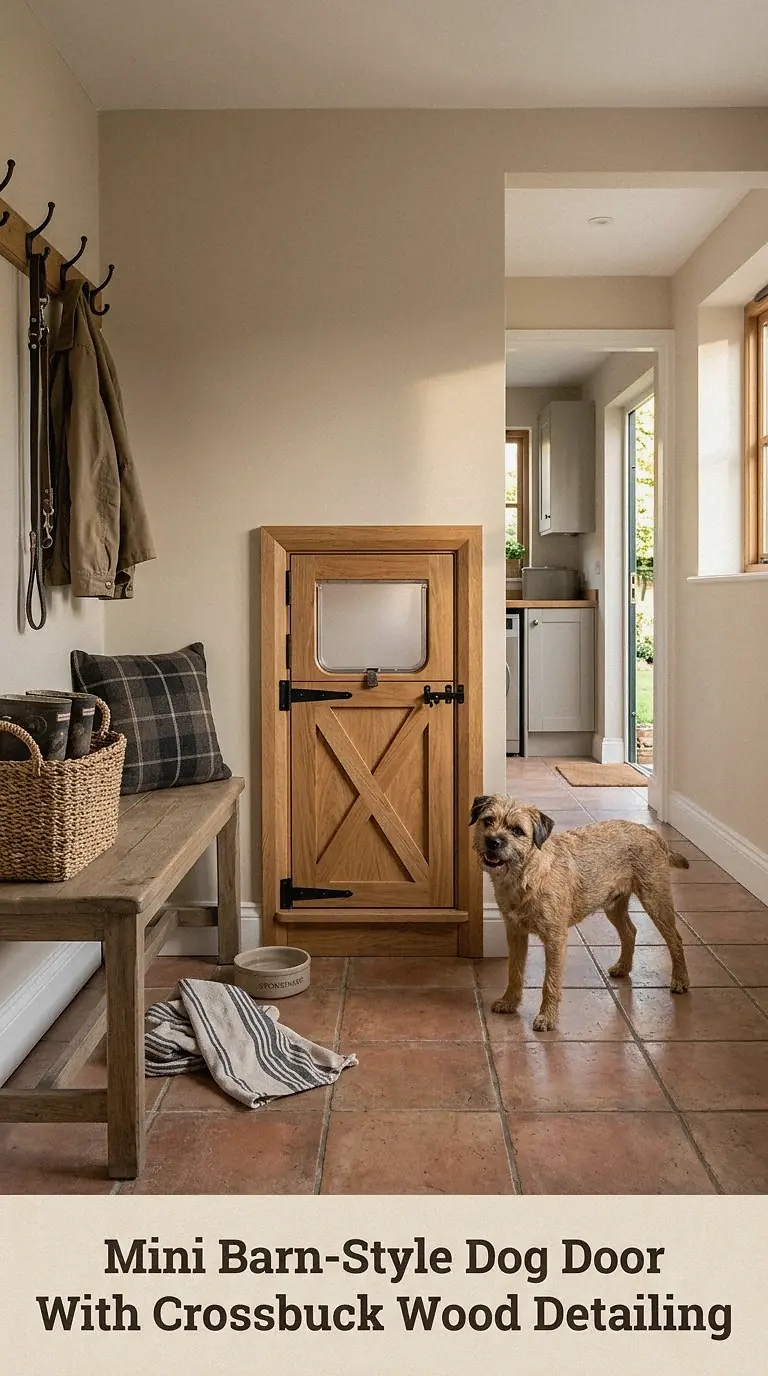 Mini Barn-Style Dog Door With Crossbuck Wood Detailing
