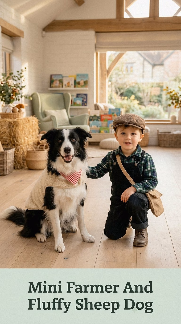 Mini Farmer And Fluffy Sheep Dog