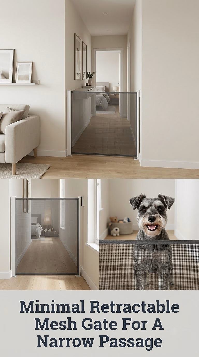 Minimal Retractable Mesh Gate For A Narrow Passage