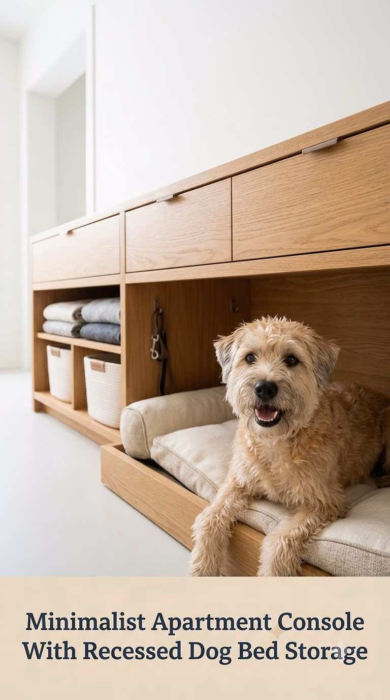 Minimalist Apartment Console With Recessed Dog Bed Storage