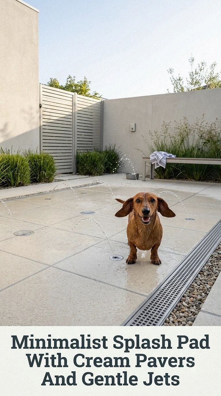 Minimalist Splash Pad With Cream Pavers And Gentle Jets