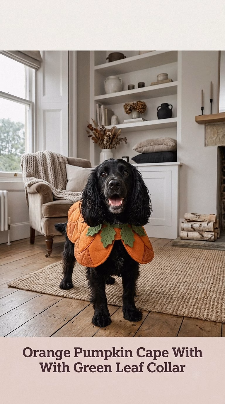 Orange Pumpkin Cape With Green Leaf Collar