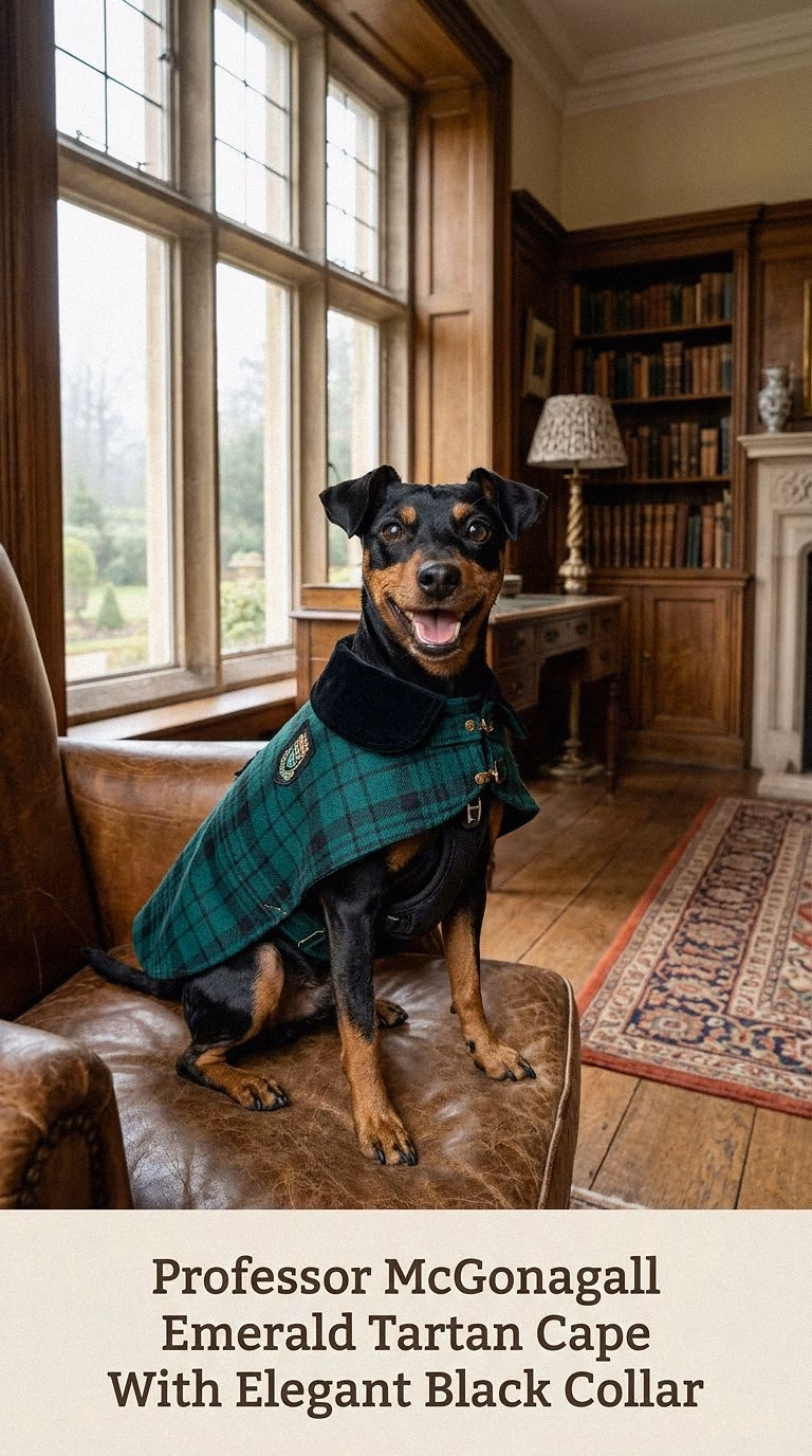 Professor McGonagall Emerald Tartan Cape With Elegant Black Collar