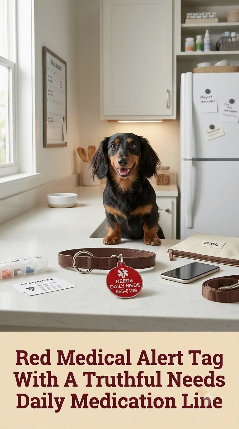 Red Medical Alert Tag With A Truthful Needs Daily Medication Line