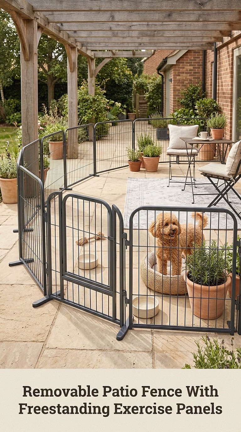 Removable Patio Fence With Freestanding Exercise Panels