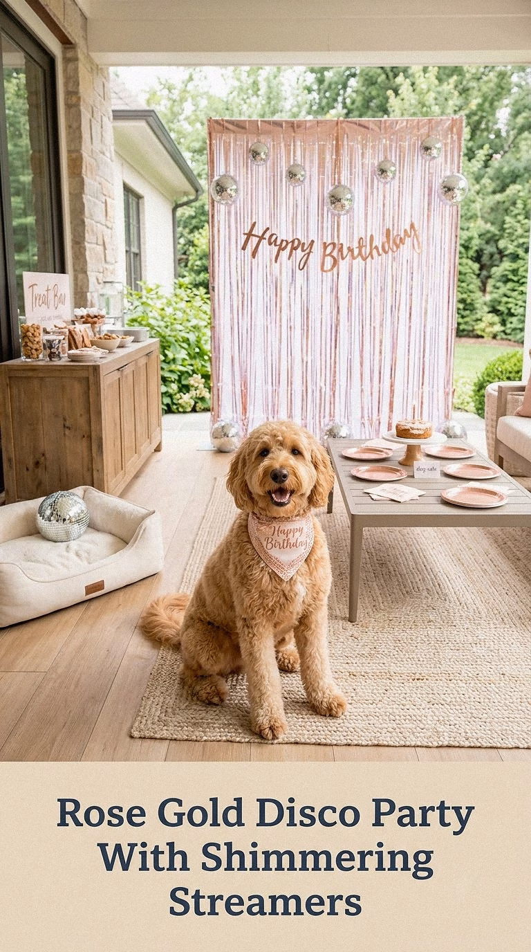 Rose Gold Disco Party With Shimmering Streamers