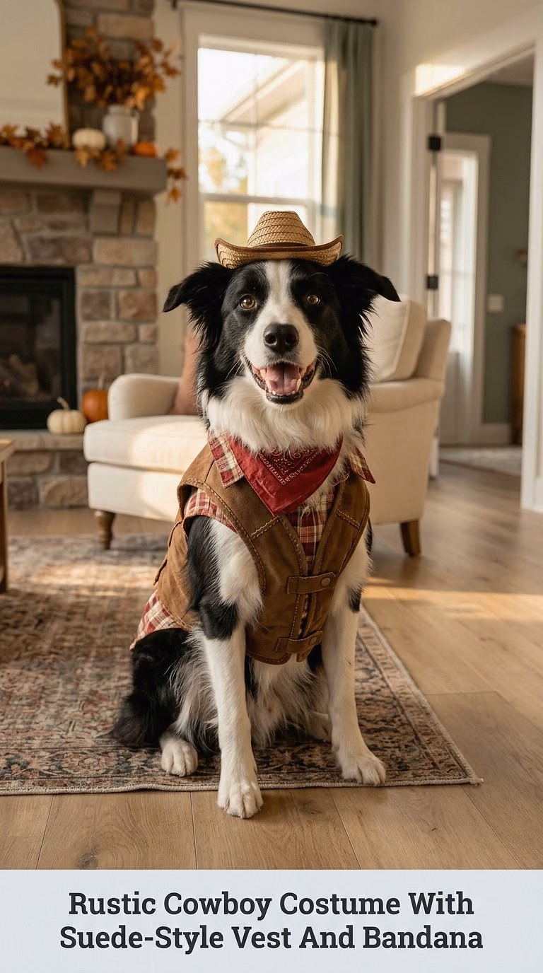 Rustic Cowboy Costume With Suede-Style Vest And Bandana