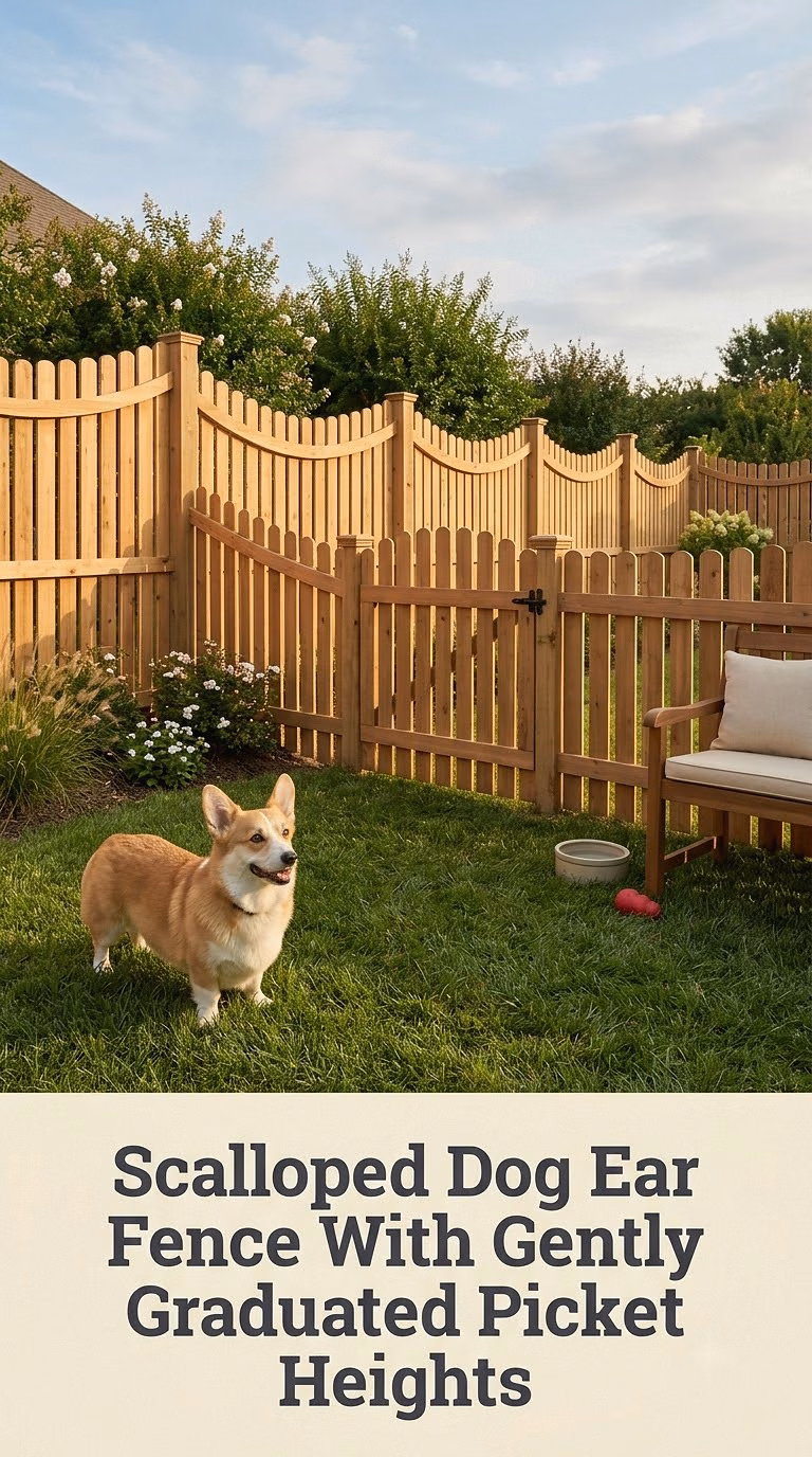 Scalloped Dog Ear Fence With Gently Graduated Picket Heights