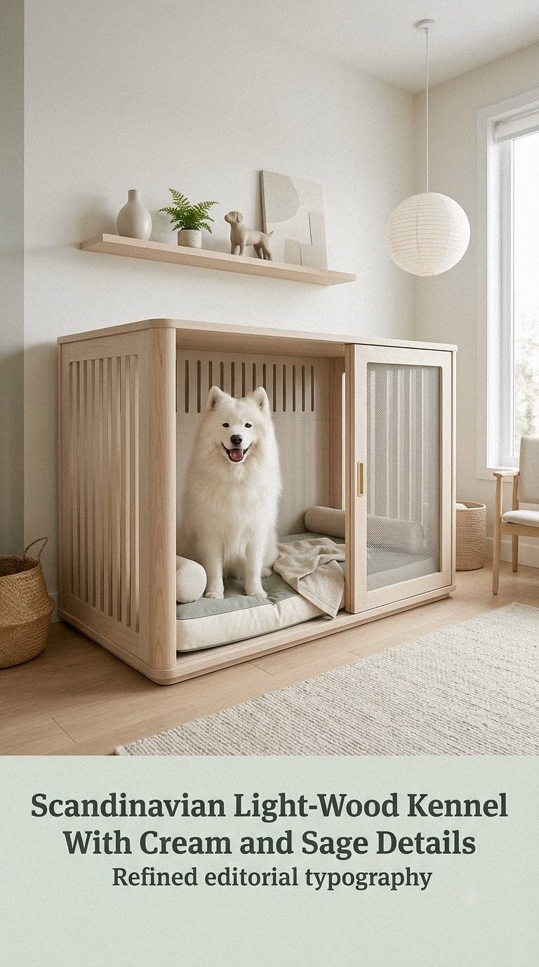 Scandinavian Light-Wood Kennel With Cream and Sage Details