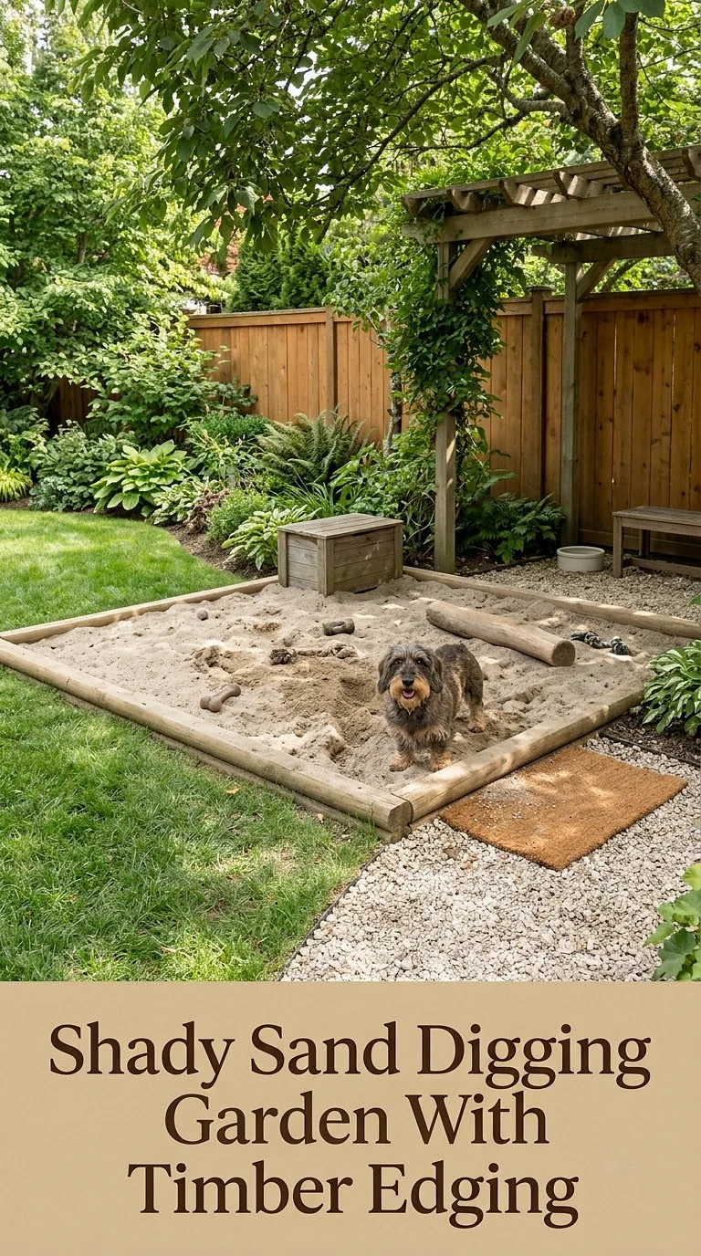 Shady Sand Digging Garden With Timber Edging