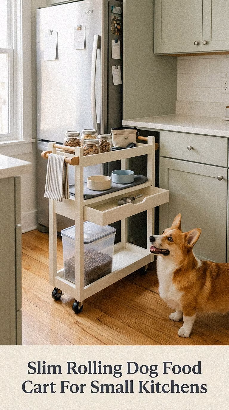 Slim Rolling Dog Food Cart For Small Kitchens