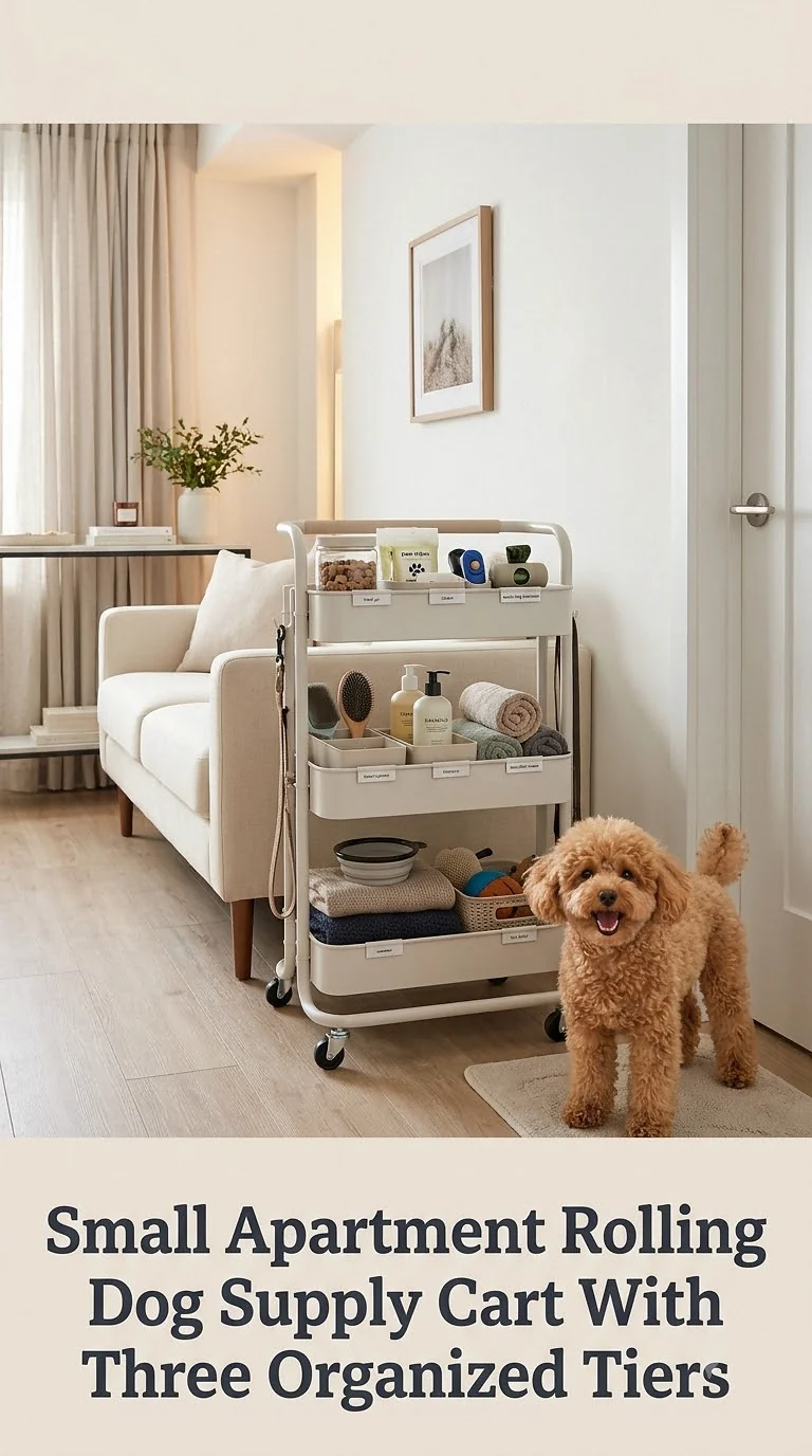 Small Apartment Rolling Dog Supply Cart With Three Organized Tiers