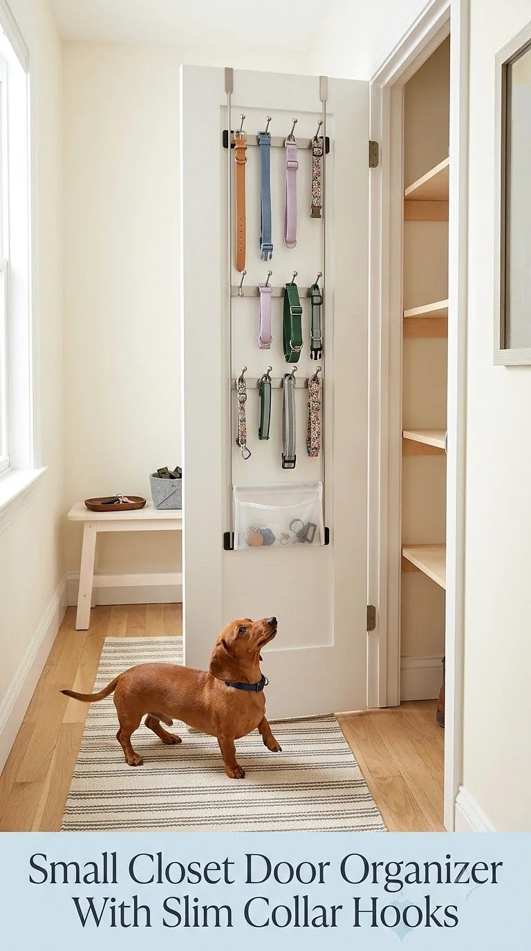 Small Closet Door Organizer With Slim Collar Hooks