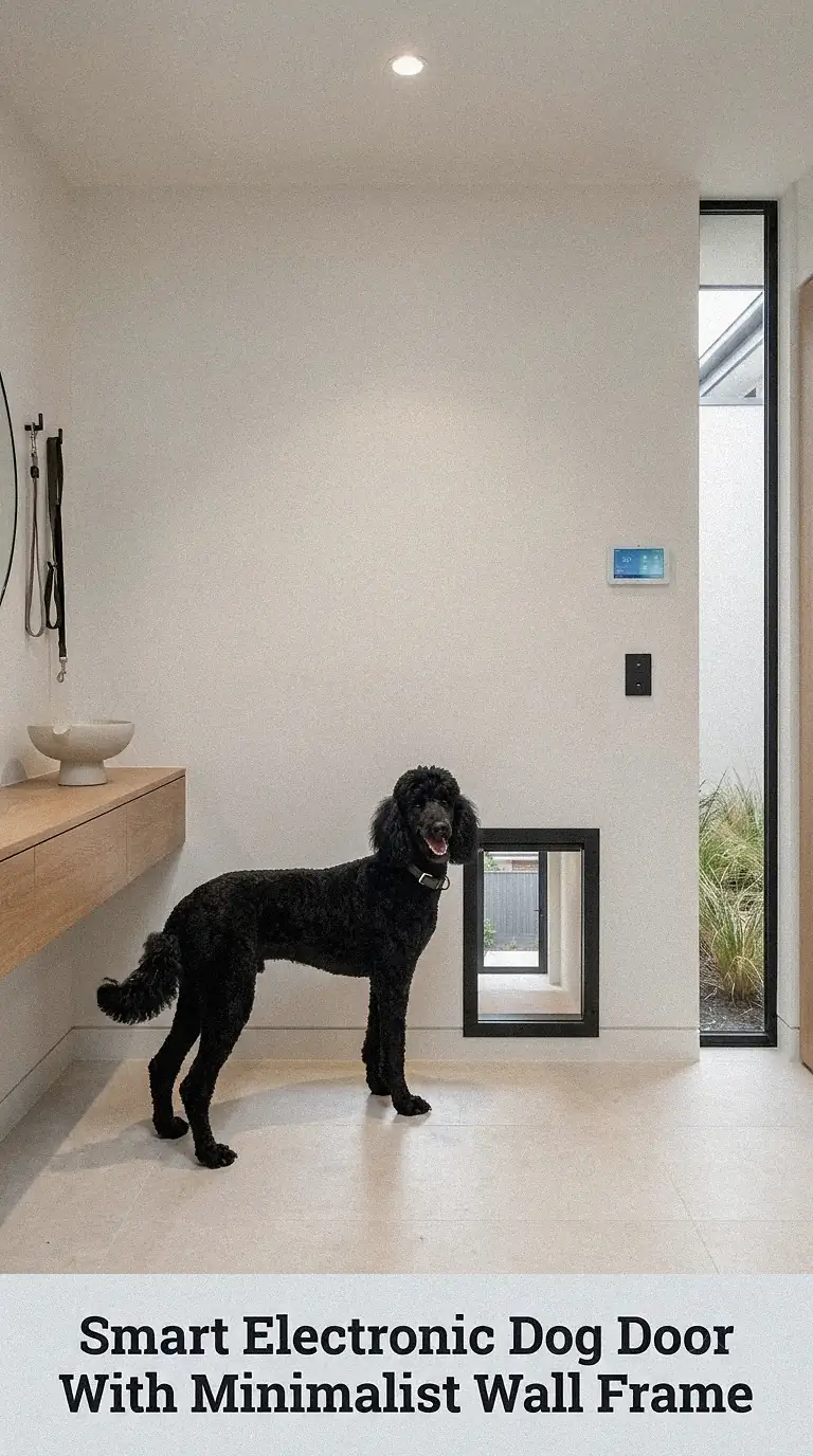 Smart Electronic Dog Door With Minimalist Wall Frame