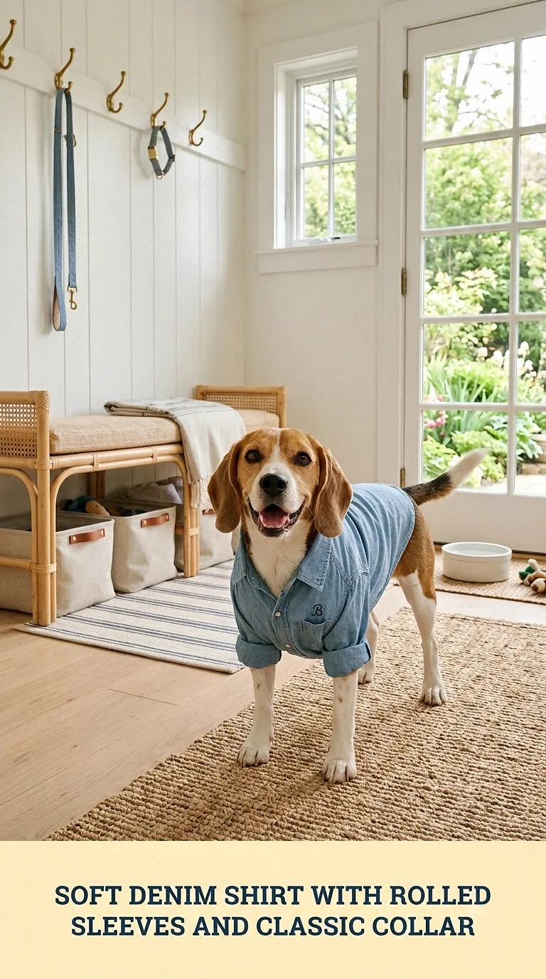 Soft Denim Shirt With Rolled Sleeves And Classic Collar