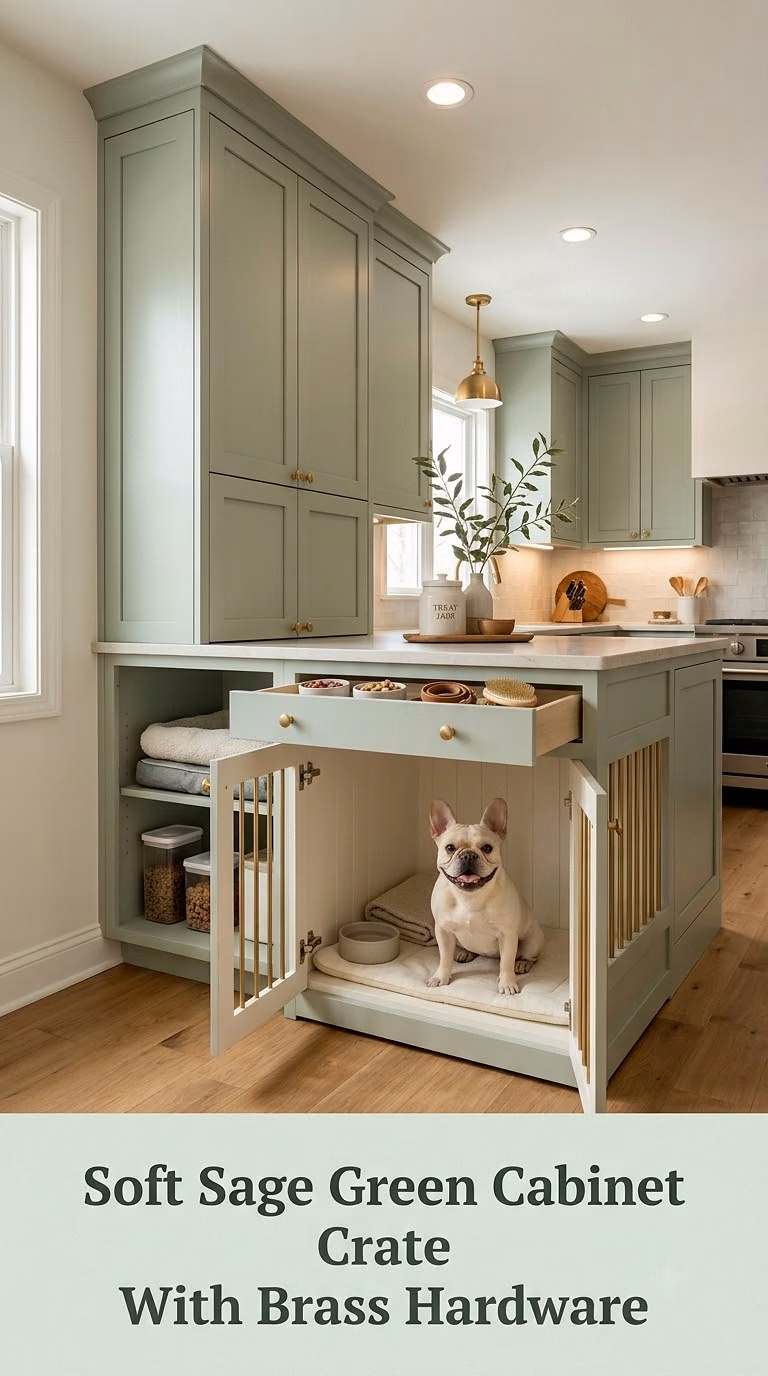 Soft Sage Green Cabinet Crate With Brass Hardware
