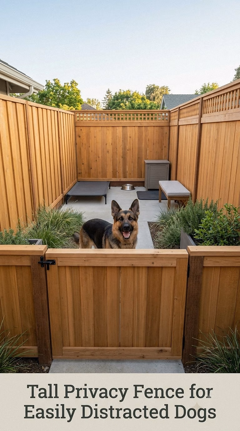 Tall Privacy Fence for Easily Distracted Dogs