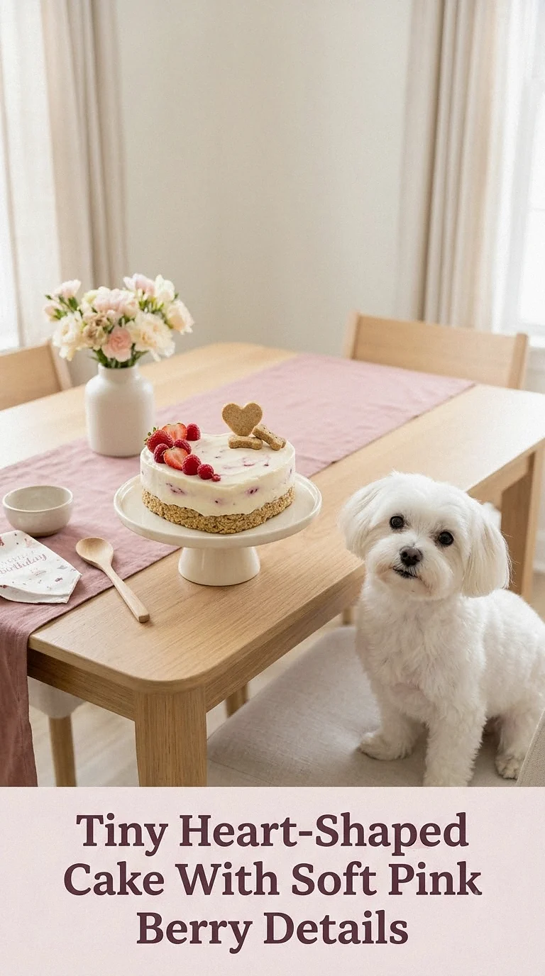Tiny Heart-Shaped Cake With Soft Pink Berry Details