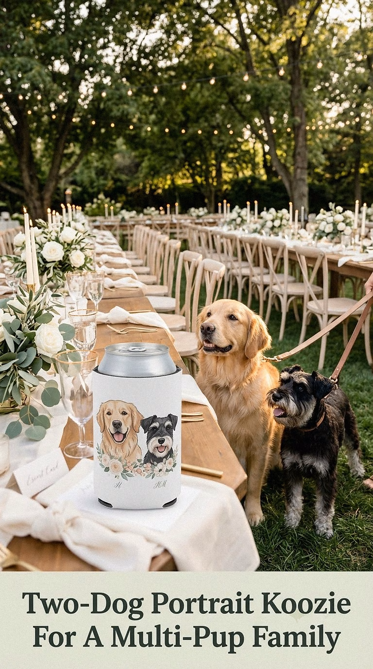 Two-Dog Portrait Koozie For A Multi-Pup Family