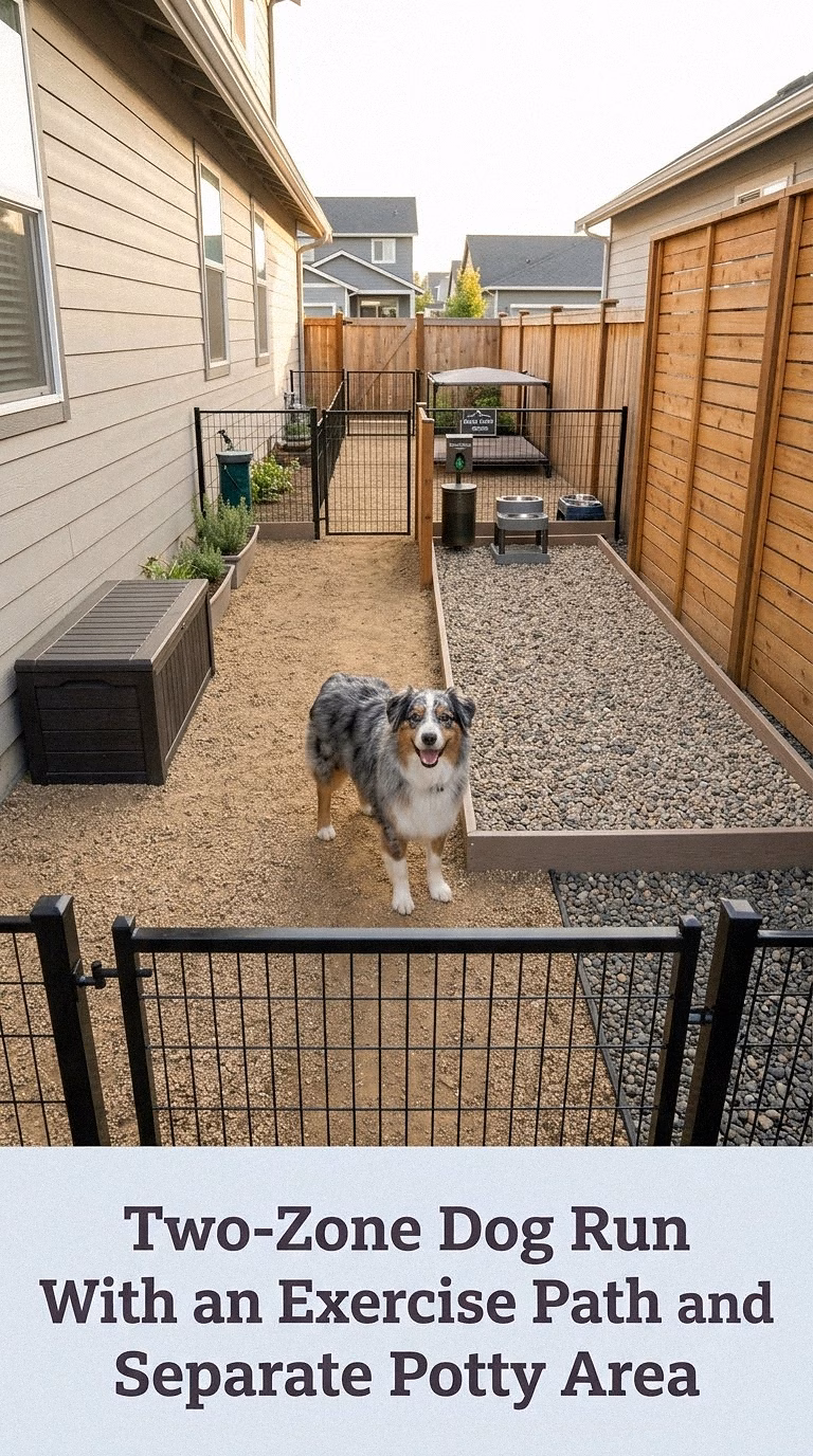 Two-Zone Dog Run With an Exercise Path and Separate Potty Area
