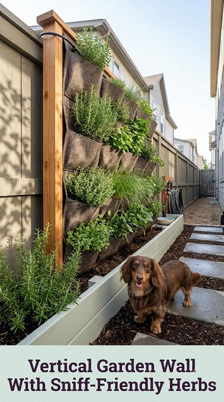 Vertical Garden Wall With Sniff-Friendly Herbs