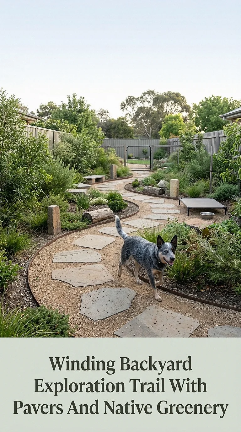 Winding Backyard Exploration Trail With Pavers And Native Greenery