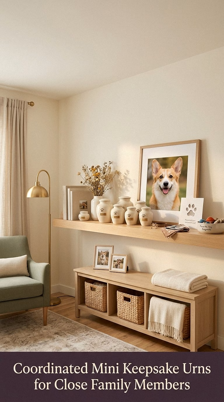 7. Coordinated Mini Keepsake Urns for Close Family Members