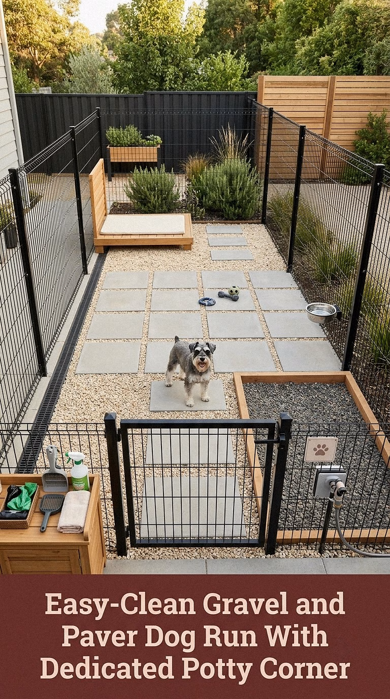 7. Easy-Clean Gravel and Paver Dog Run With Dedicated Potty Corner