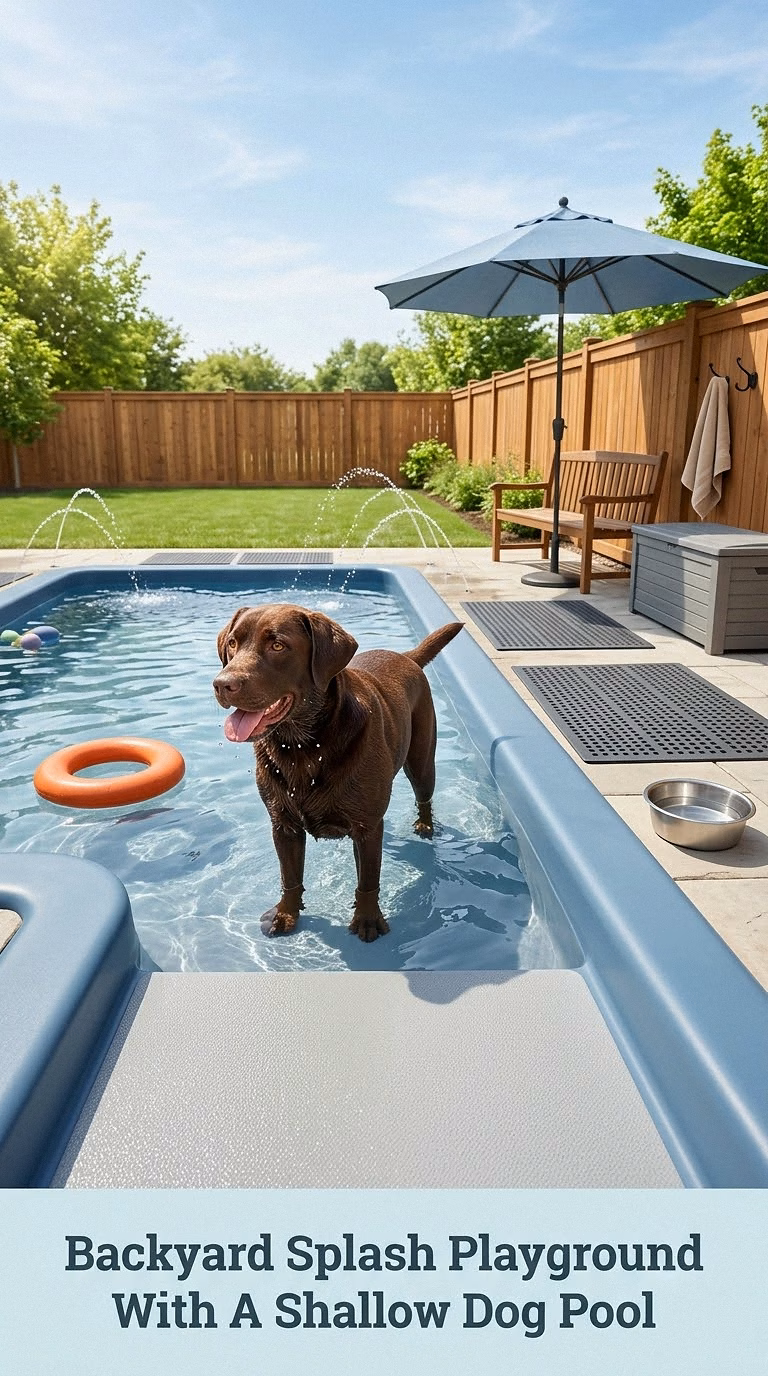Backyard Splash Playground With A Shallow Dog Pool