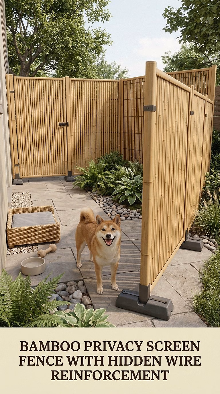 Bamboo Privacy Screen Fence With Hidden Wire Reinforcement